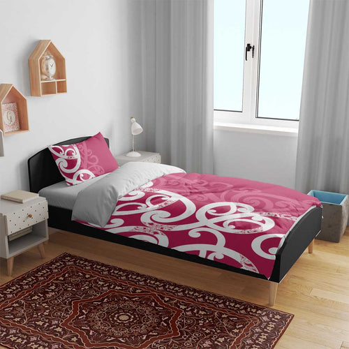 Breast Cancer Awareness Maori Bedding Set Koru Kowhaiwhai - Aussie Hoodie