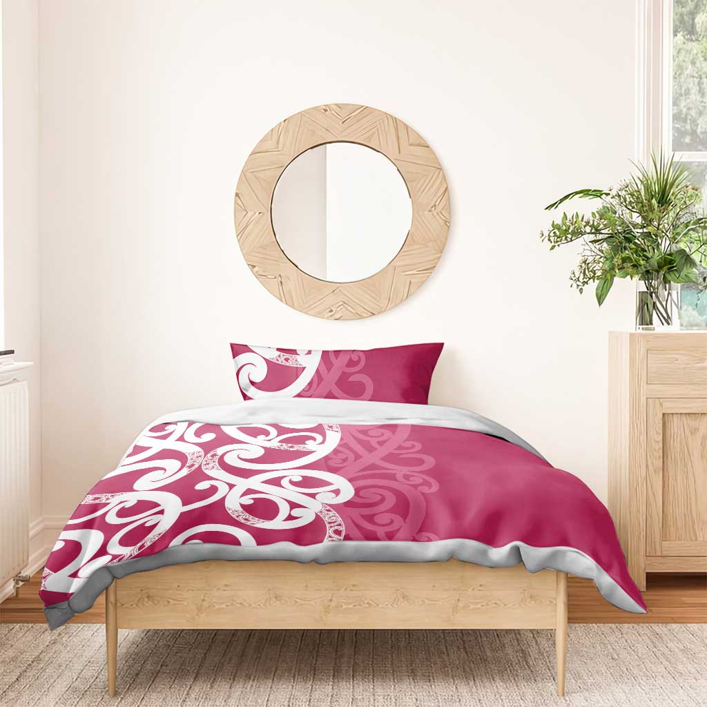 Breast Cancer Awareness Maori Bedding Set Koru Kowhaiwhai - Aussie Hoodie
