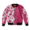 Breast Cancer Awareness Maori Bomber Jacket Koru Kowhaiwhai - Aussie Hoodie