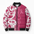 Breast Cancer Awareness Maori Bomber Puffer Jacket Koru Kowhaiwhai - Aussie Hoodie