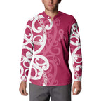 Breast Cancer Awareness Maori Button Sweatshirt Koru Kowhaiwhai - Aussie Hoodie