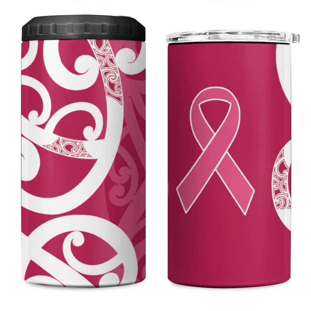 Breast Cancer Awareness Maori 4 in 1 Can Cooler Tumbler Koru Kowhaiwhai - Aussie Hoodie