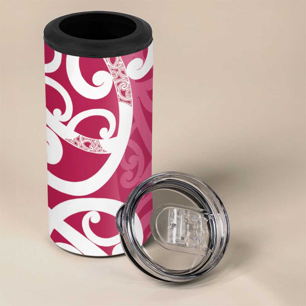 Breast Cancer Awareness Maori 4 in 1 Can Cooler Tumbler Koru Kowhaiwhai - Aussie Hoodie