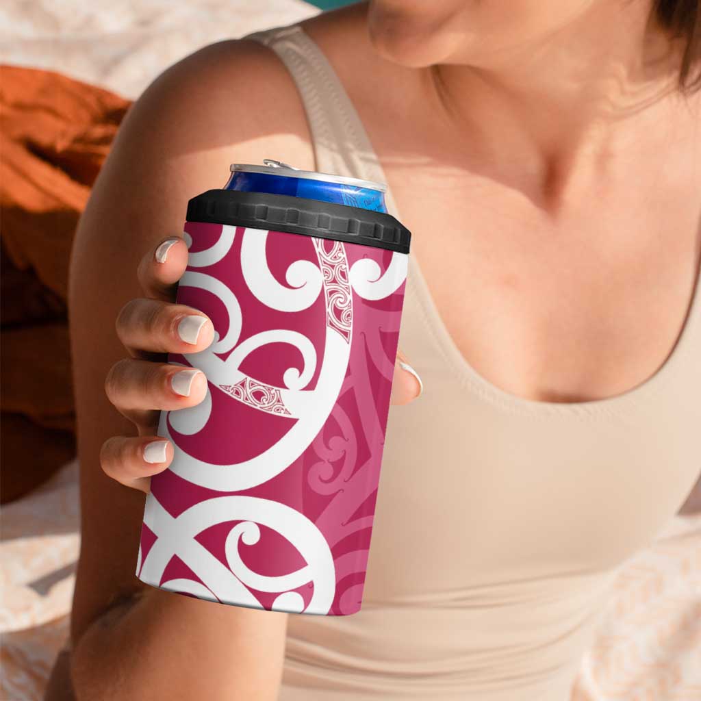 Breast Cancer Awareness Maori 4 in 1 Can Cooler Tumbler Koru Kowhaiwhai - Aussie Hoodie