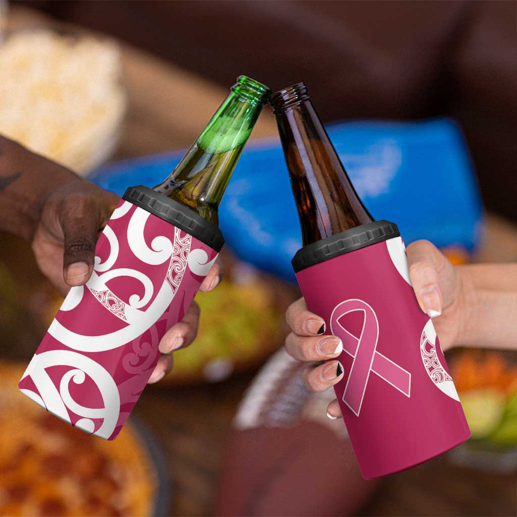 Breast Cancer Awareness Maori 4 in 1 Can Cooler Tumbler Koru Kowhaiwhai - Aussie Hoodie