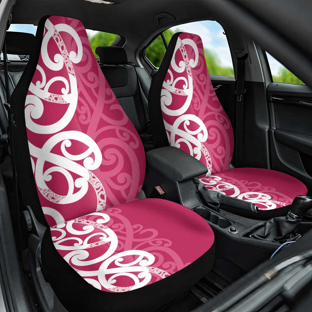 Breast Cancer Awareness Maori Car Seat Cover Koru Kowhaiwhai - Aussie Hoodie