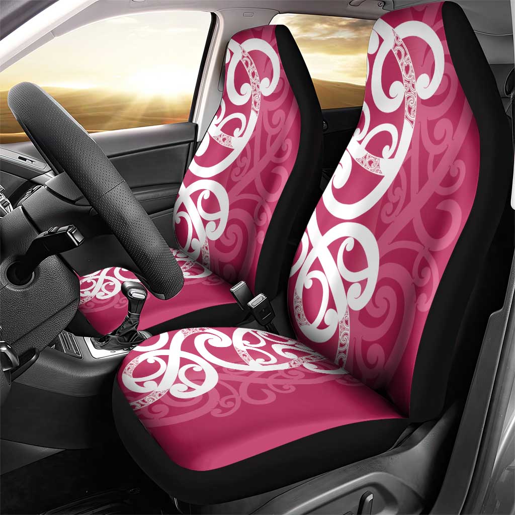 Breast Cancer Awareness Maori Car Seat Cover Koru Kowhaiwhai - Aussie Hoodie