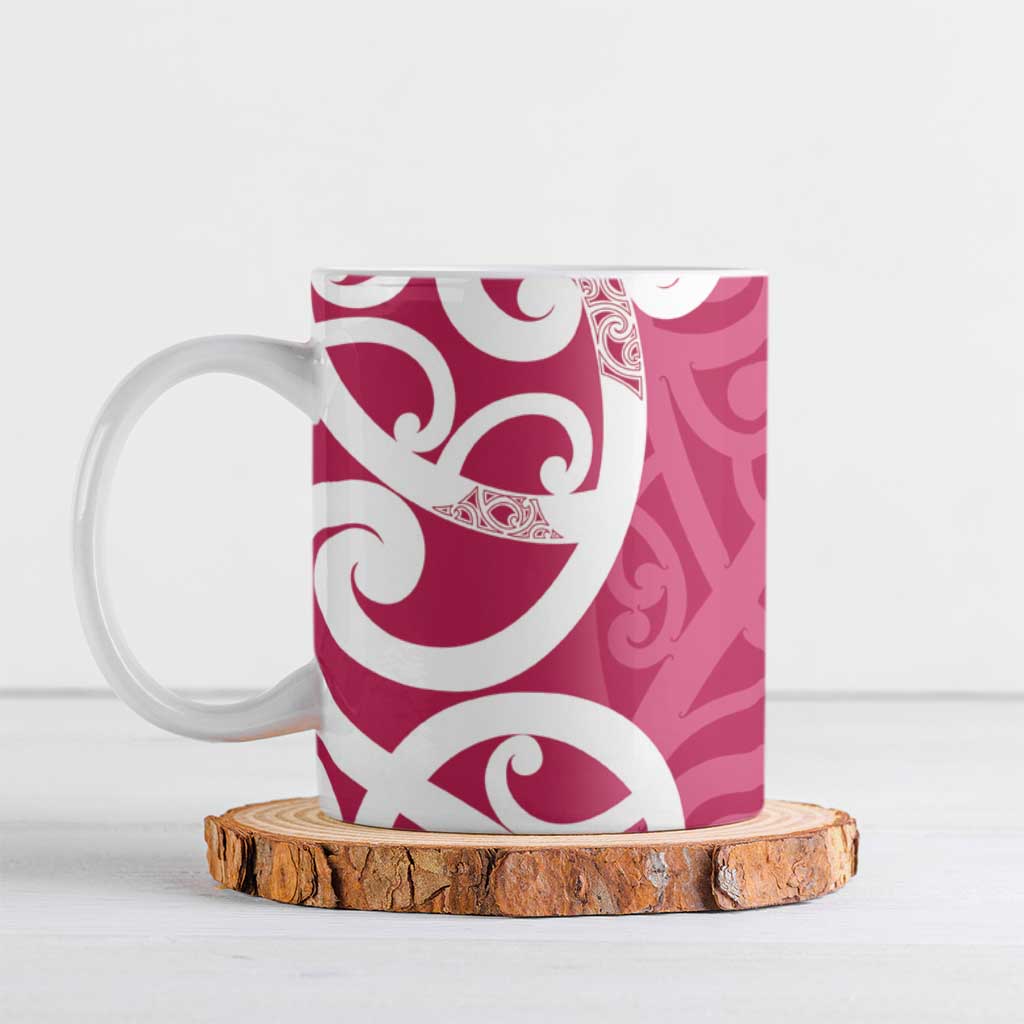 Breast Cancer Awareness Maori Ceramic Mug Koru Kowhaiwhai - Aussie Hoodie