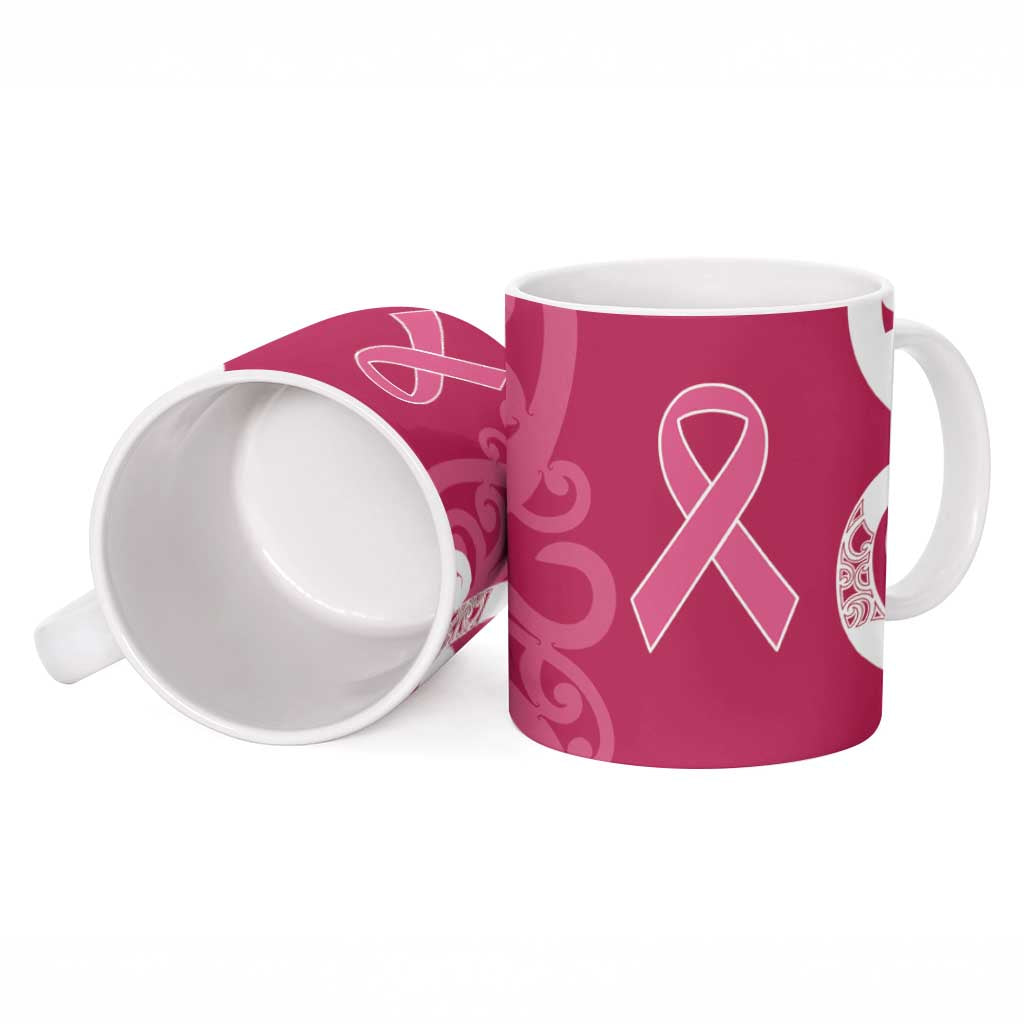 Breast Cancer Awareness Maori Ceramic Mug Koru Kowhaiwhai - Aussie Hoodie