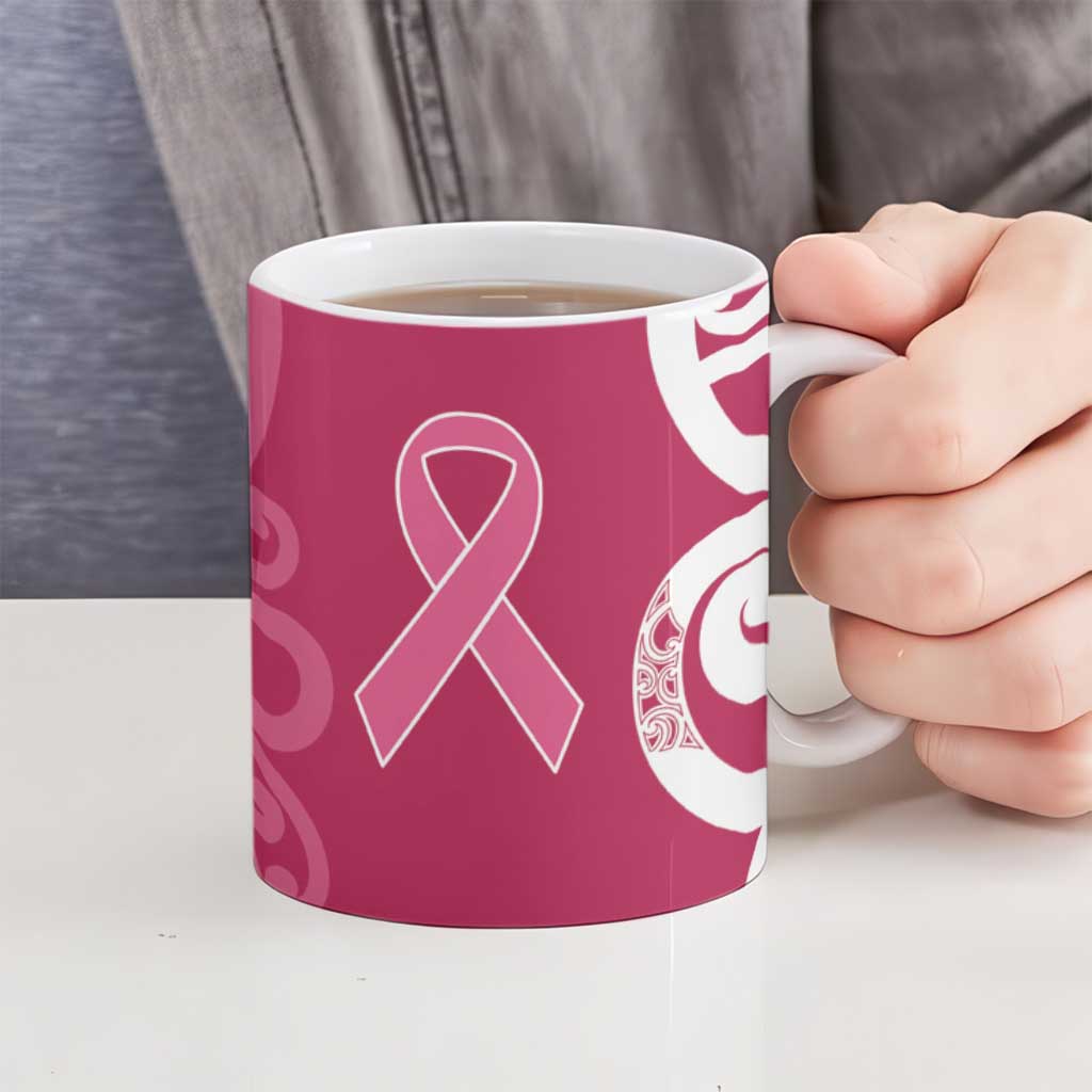 Breast Cancer Awareness Maori Ceramic Mug Koru Kowhaiwhai - Aussie Hoodie
