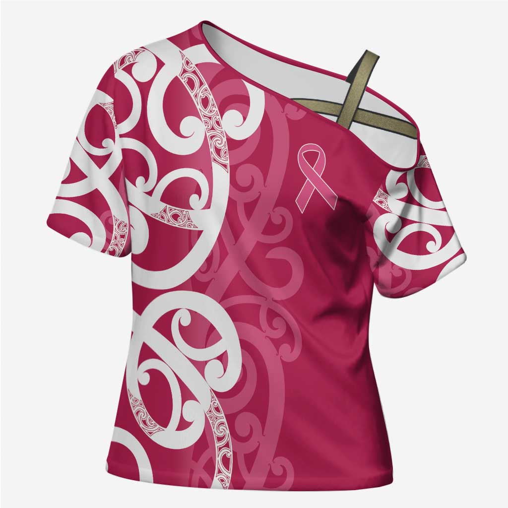 Breast Cancer Awareness Maori Cross Shoulder Shirt Koru Kowhaiwhai - Aussie Hoodie