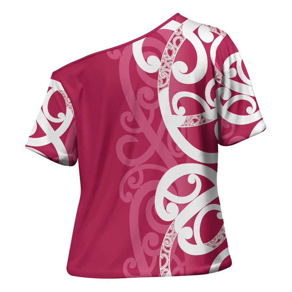 Breast Cancer Awareness Maori Cross Shoulder Shirt Koru Kowhaiwhai - Aussie Hoodie