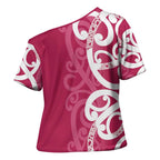 Breast Cancer Awareness Maori Cross Shoulder Shirt Koru Kowhaiwhai - Aussie Hoodie