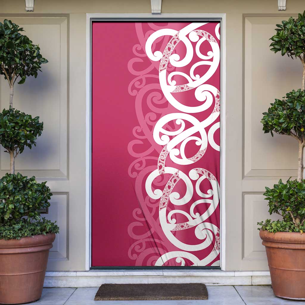 Breast Cancer Awareness Maori Door Cover Koru Kowhaiwhai - Aussie Hoodie