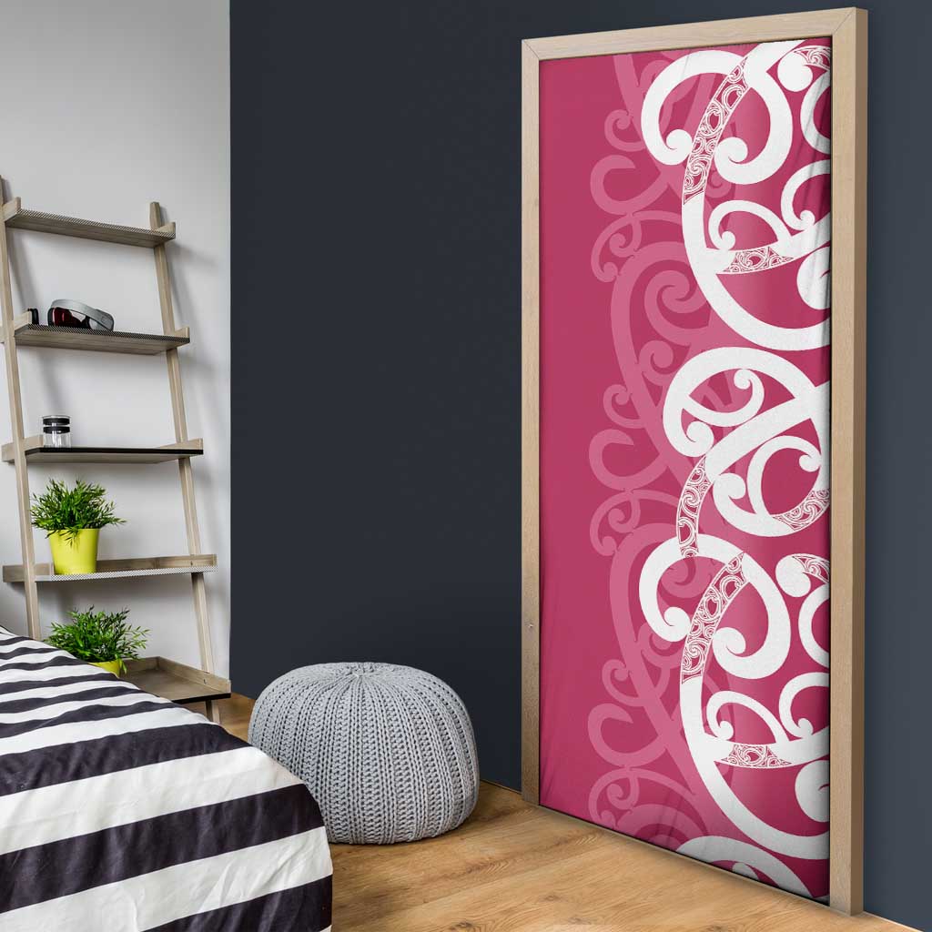 Breast Cancer Awareness Maori Door Cover Koru Kowhaiwhai - Aussie Hoodie