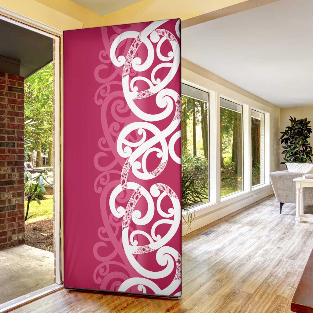 Breast Cancer Awareness Maori Door Cover Koru Kowhaiwhai - Aussie Hoodie
