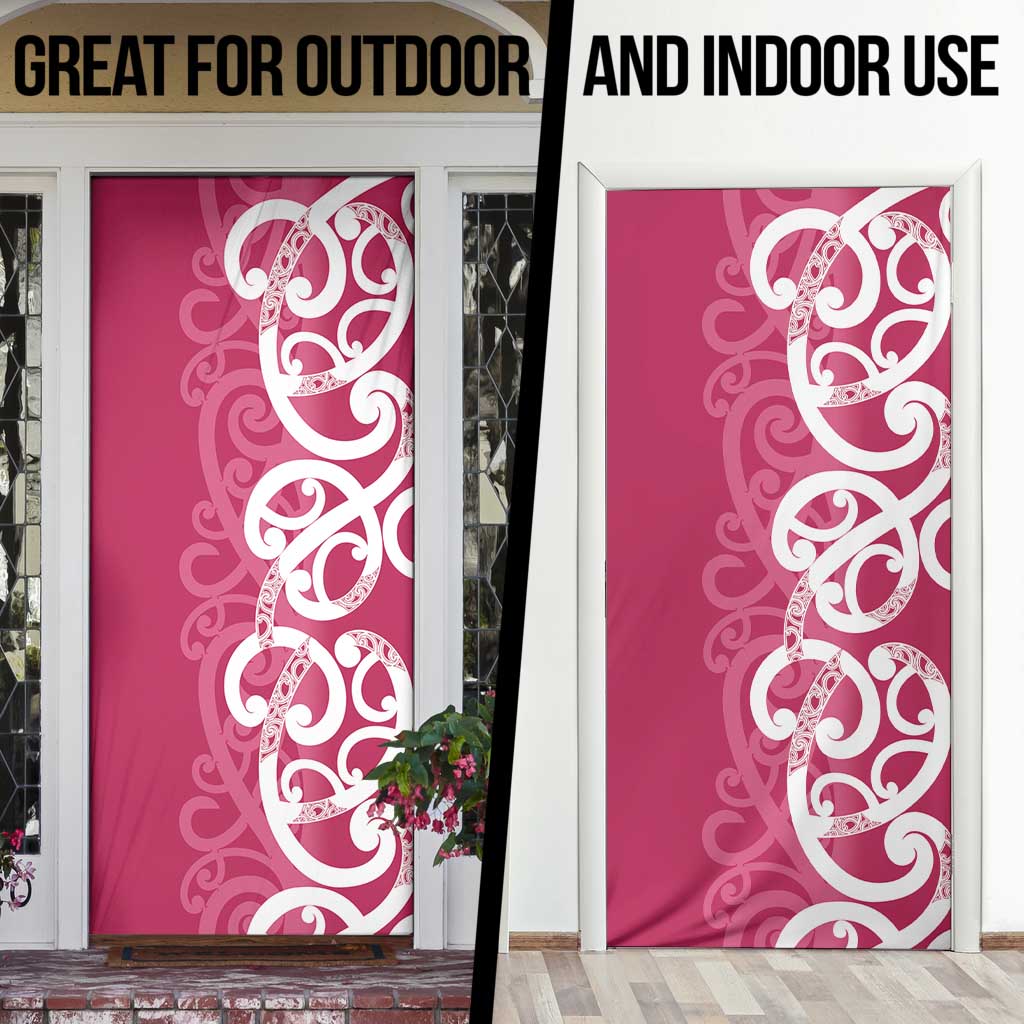 Breast Cancer Awareness Maori Door Cover Koru Kowhaiwhai - Aussie Hoodie