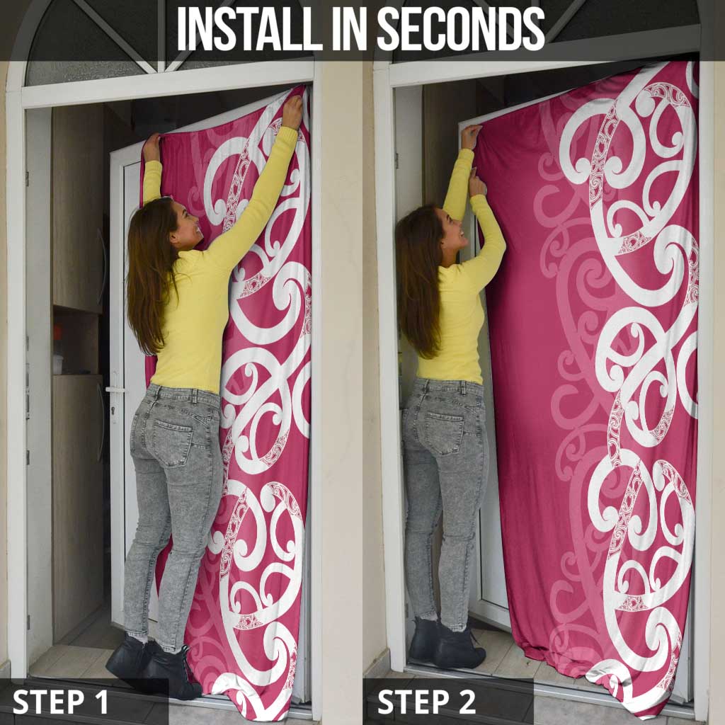 Breast Cancer Awareness Maori Door Cover Koru Kowhaiwhai - Aussie Hoodie