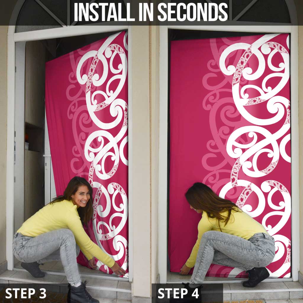 Breast Cancer Awareness Maori Door Cover Koru Kowhaiwhai - Aussie Hoodie