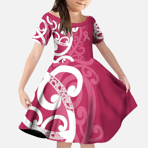 Breast Cancer Awareness Maori Family Matching Long Sleeve Bodycon Dress and Hawaiian Shirt Koru Kowhaiwhai - Aussie Hoodie