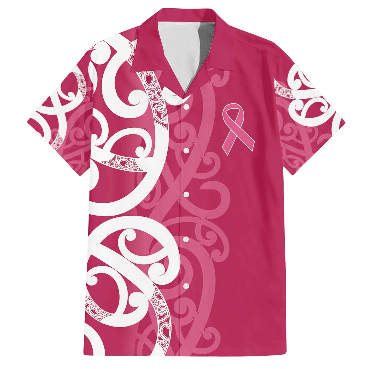 Breast Cancer Awareness Maori Family Matching Off The Shoulder Long Sleeve Dress and Hawaiian Shirt Koru Kowhaiwhai - Aussie Hoodie