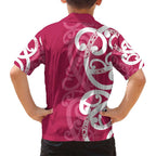 Breast Cancer Awareness Maori Family Matching Off Shoulder Maxi Dress and Hawaiian Shirt Koru Kowhaiwhai - Aussie Hoodie