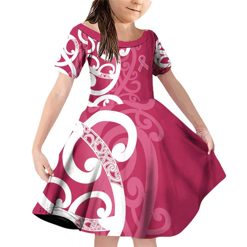 Breast Cancer Awareness Maori Family Matching Off Shoulder Short Dress and Hawaiian Shirt Koru Kowhaiwhai - Aussie Hoodie