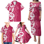 Breast Cancer Awareness Maori Family Matching Puletasi and Hawaiian Shirt Koru Kowhaiwhai - Aussie Hoodie