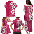 Breast Cancer Awareness Maori Family Matching Puletasi and Hawaiian Shirt Koru Kowhaiwhai - Aussie Hoodie