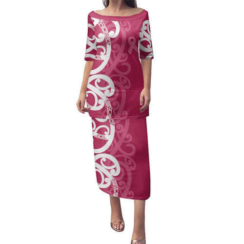 Breast Cancer Awareness Maori Family Matching Puletasi and Hawaiian Shirt Koru Kowhaiwhai - Aussie Hoodie