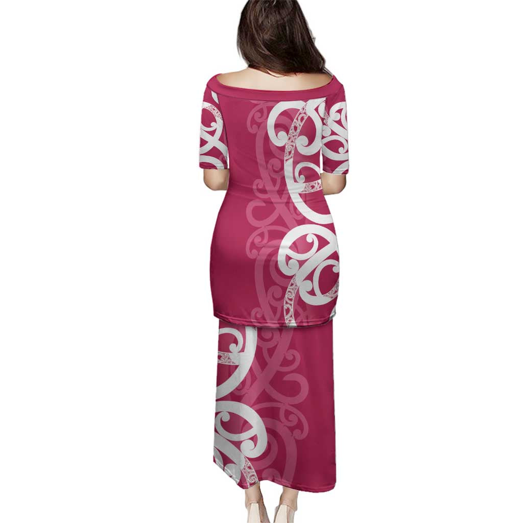 Breast Cancer Awareness Maori Family Matching Puletasi and Hawaiian Shirt Koru Kowhaiwhai - Aussie Hoodie