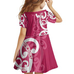 Breast Cancer Awareness Maori Family Matching Summer Maxi Dress and Hawaiian Shirt Koru Kowhaiwhai - Aussie Hoodie