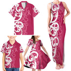 Breast Cancer Awareness Maori Family Matching Tank Maxi Dress and Hawaiian Shirt Koru Kowhaiwhai - Aussie Hoodie