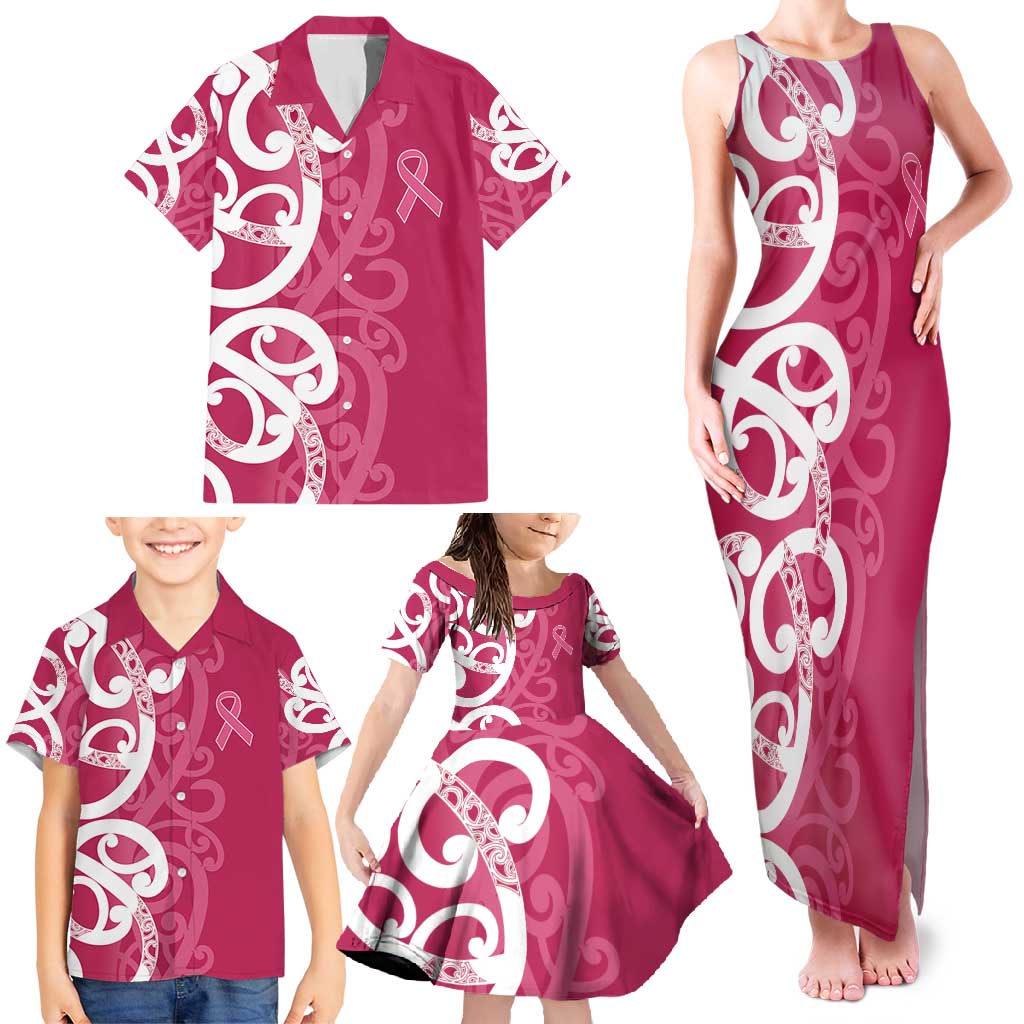 Breast Cancer Awareness Maori Family Matching Tank Maxi Dress and Hawaiian Shirt Koru Kowhaiwhai - Aussie Hoodie
