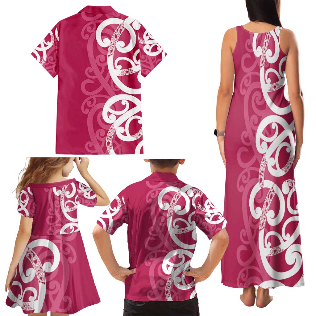 Breast Cancer Awareness Maori Family Matching Tank Maxi Dress and Hawaiian Shirt Koru Kowhaiwhai - Aussie Hoodie