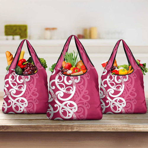 Breast Cancer Awareness Maori Grocery Bag Koru Kowhaiwhai - Aussie Hoodie