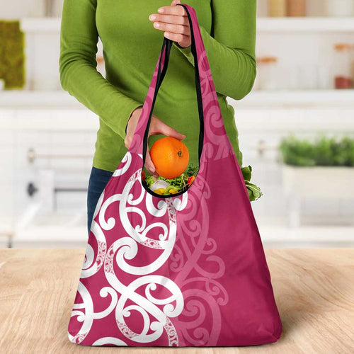 Breast Cancer Awareness Maori Grocery Bag Koru Kowhaiwhai - Aussie Hoodie