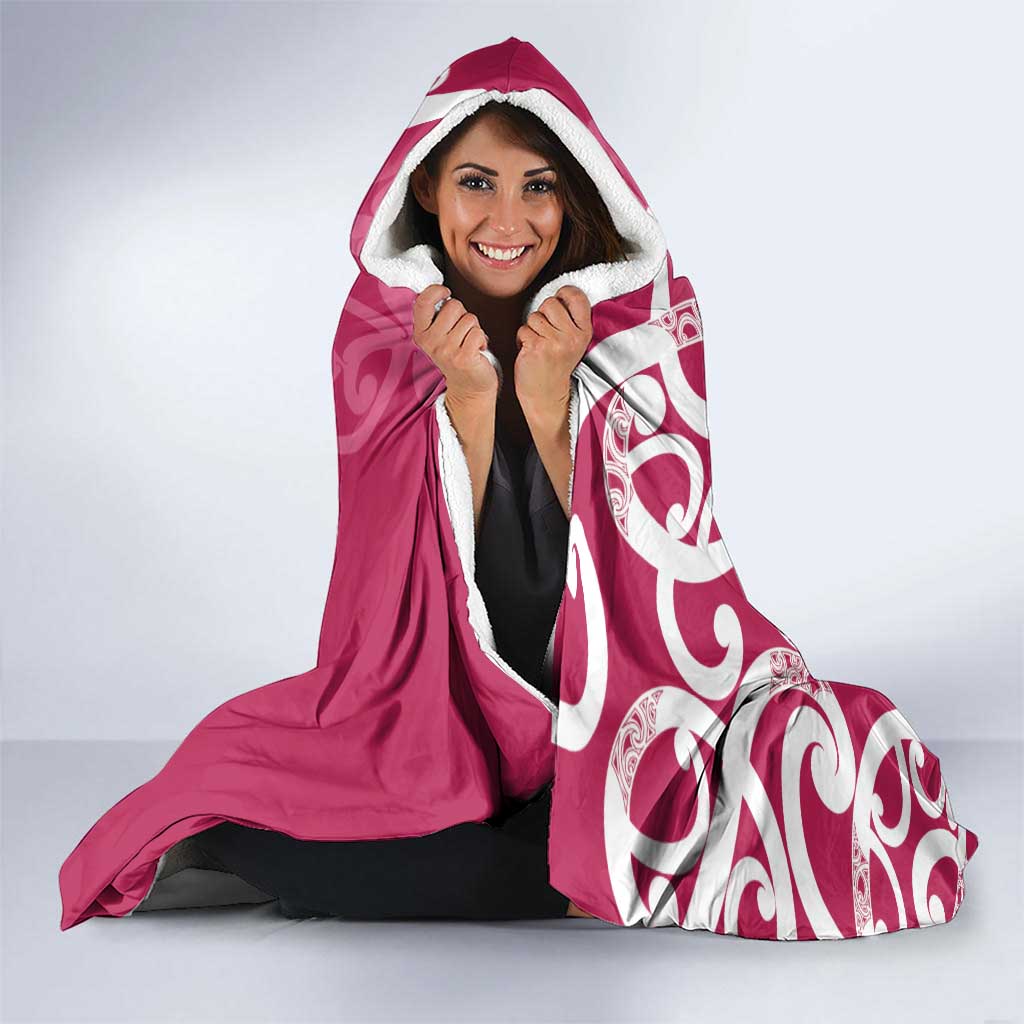 Breast Cancer Awareness Maori Hooded Blanket Koru Kowhaiwhai - Aussie Hoodie