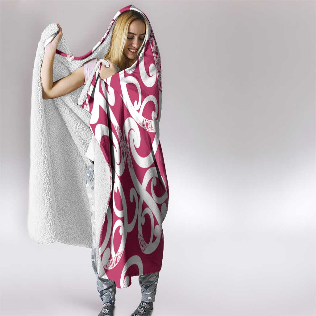 Breast Cancer Awareness Maori Hooded Blanket Koru Kowhaiwhai - Aussie Hoodie