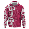 Breast Cancer Awareness Maori Hoodie Koru Kowhaiwhai - Aussie Hoodie