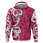 Breast Cancer Awareness Maori Hoodie Koru Kowhaiwhai - Aussie Hoodie