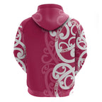 Breast Cancer Awareness Maori Hoodie Koru Kowhaiwhai - Aussie Hoodie