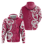 Breast Cancer Awareness Maori Hoodie Koru Kowhaiwhai - Aussie Hoodie