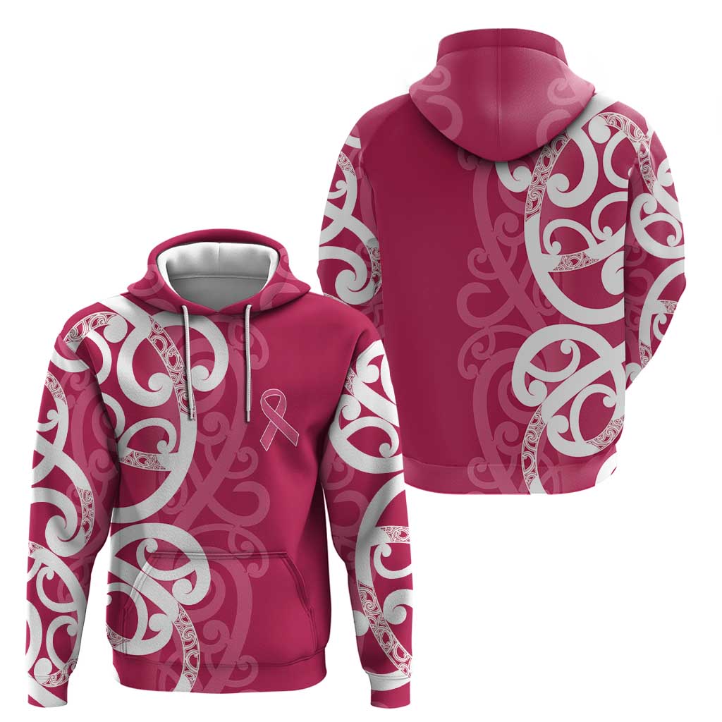 Breast Cancer Awareness Maori Hoodie Koru Kowhaiwhai - Aussie Hoodie