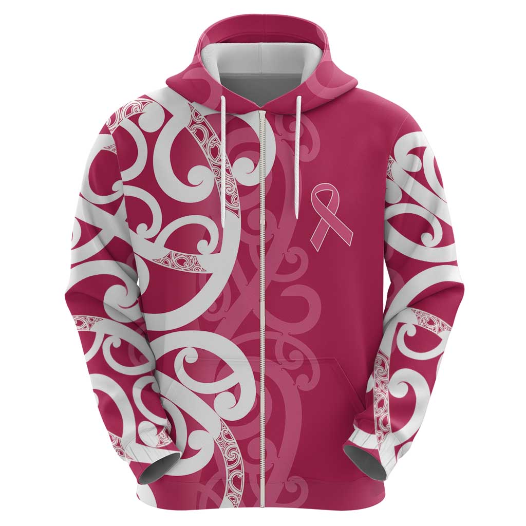 Breast Cancer Awareness Maori Hoodie Koru Kowhaiwhai - Aussie Hoodie