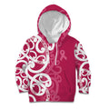 Breast Cancer Awareness Maori Kid Hoodie Koru Kowhaiwhai - Aussie Hoodie