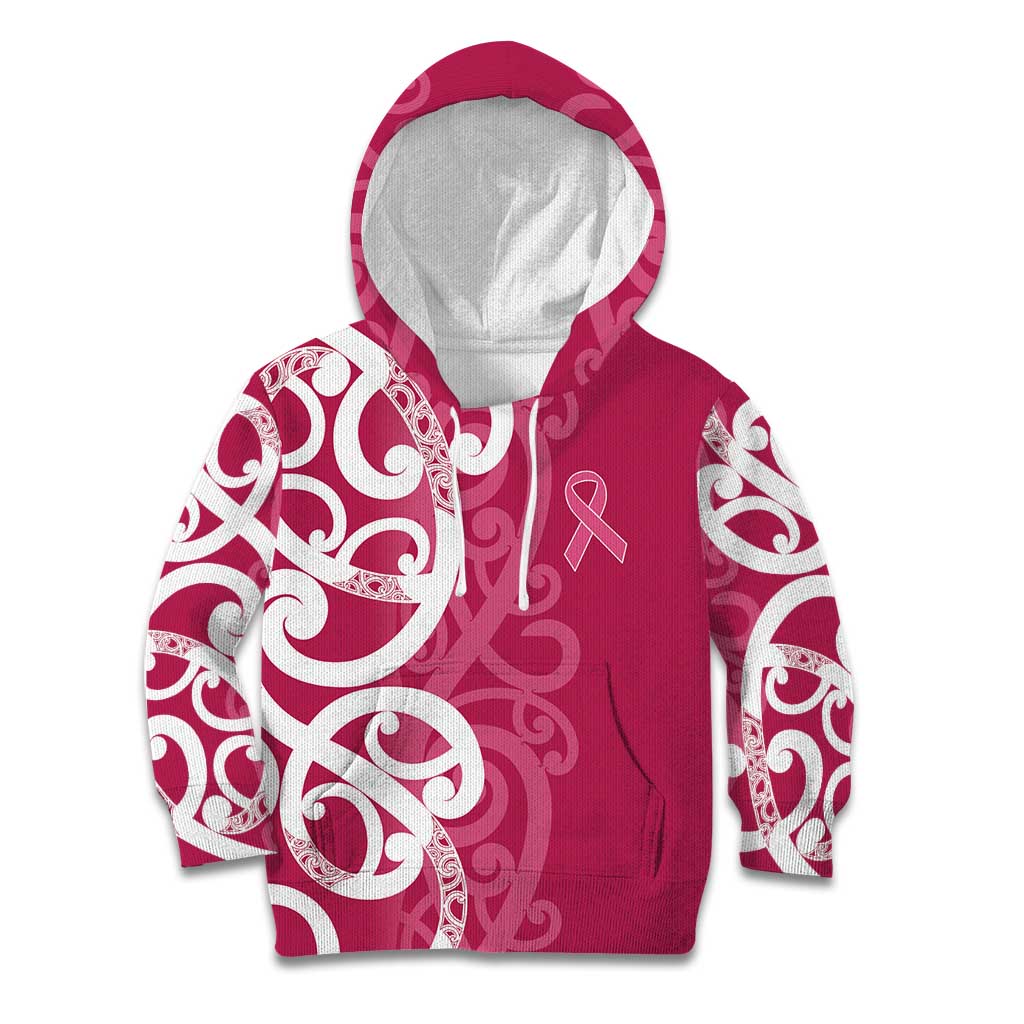Breast Cancer Awareness Maori Kid Hoodie Koru Kowhaiwhai - Aussie Hoodie