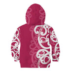 Breast Cancer Awareness Maori Kid Hoodie Koru Kowhaiwhai - Aussie Hoodie