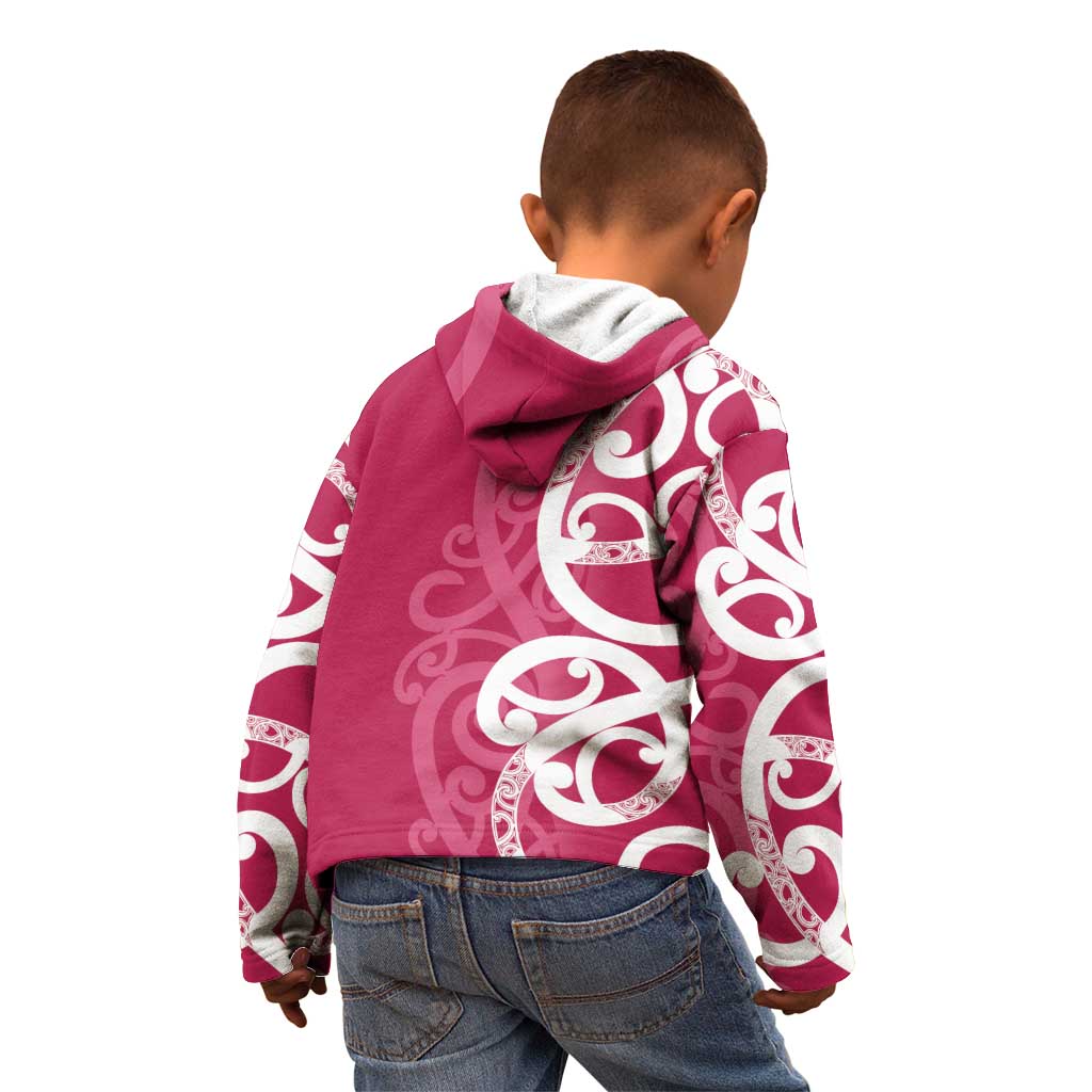 Breast Cancer Awareness Maori Kid Hoodie Koru Kowhaiwhai - Aussie Hoodie