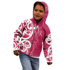 Breast Cancer Awareness Maori Kid Hoodie Koru Kowhaiwhai - Aussie Hoodie